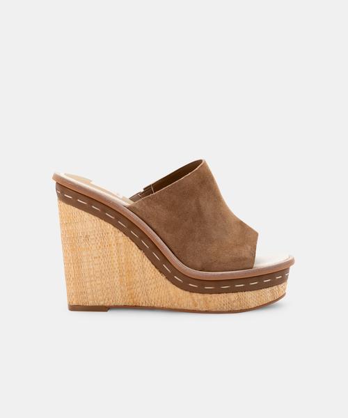 BONNY WEDGES IN DARK SADDLE SUEDE - Click Image to Close