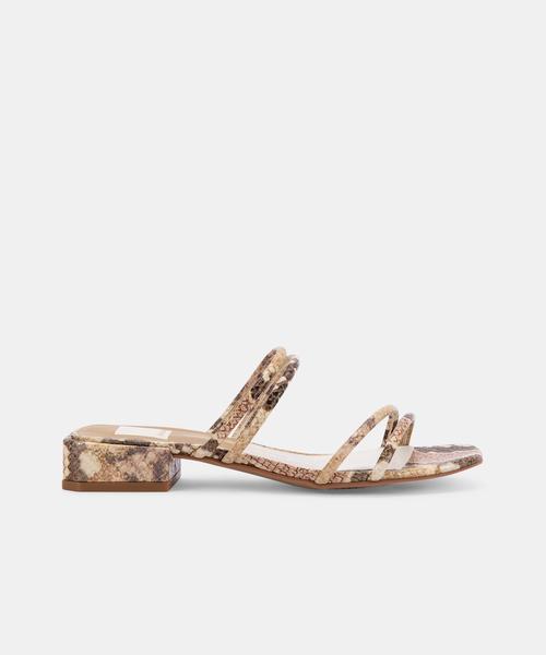 HAIZE SANDALS IN DARK SAND EMBOSSED LEATHER - Click Image to Close