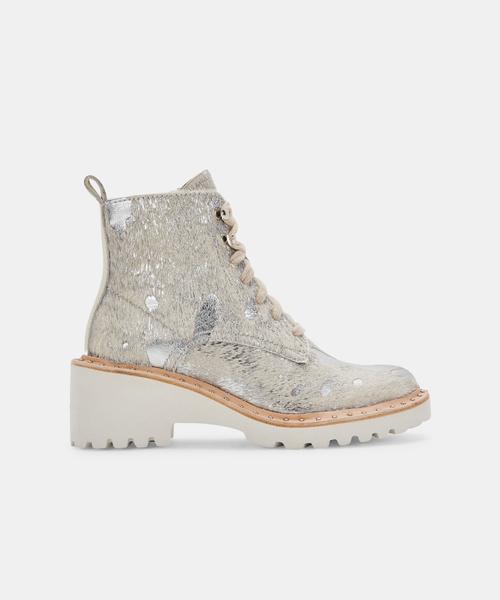 HINTO BOOTS IN SILVER METALLIC CALF HAIR - Click Image to Close