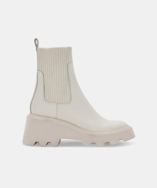 HOVEN BOOTS IN IVORY LEATHER - Click Image to Close