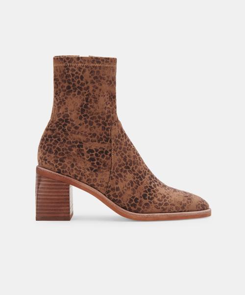 INDIGA BOOTIES IN DK LEOPARD STELLA SUEDE