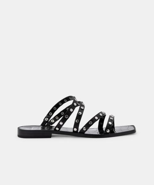 IZABEL WIDE STUDDED SANDALS BLACK STELLA - Click Image to Close