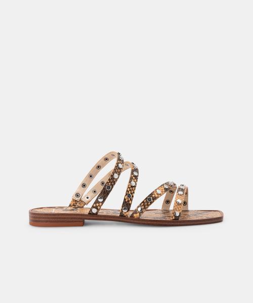 IZABEL STUDDED SANDALS IN MANGO SNAKE PRINT STELLA