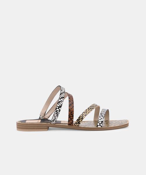 IZABEL WIDE SANDALS IN COGNAC MULTI COBRA SPOTTED STELLA