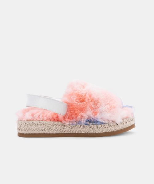 KEYA SLIPPERS ORANGE MULTI FAUX FUR