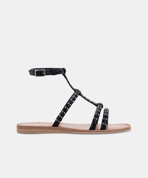 KOLE WIDE SANDALS BLACK STUDDED STELLA - Click Image to Close