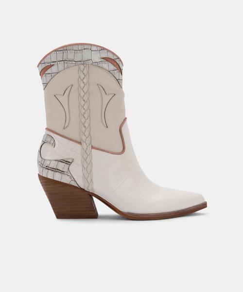 LORAL BOOTIES IN IVORY LEATHER - Click Image to Close