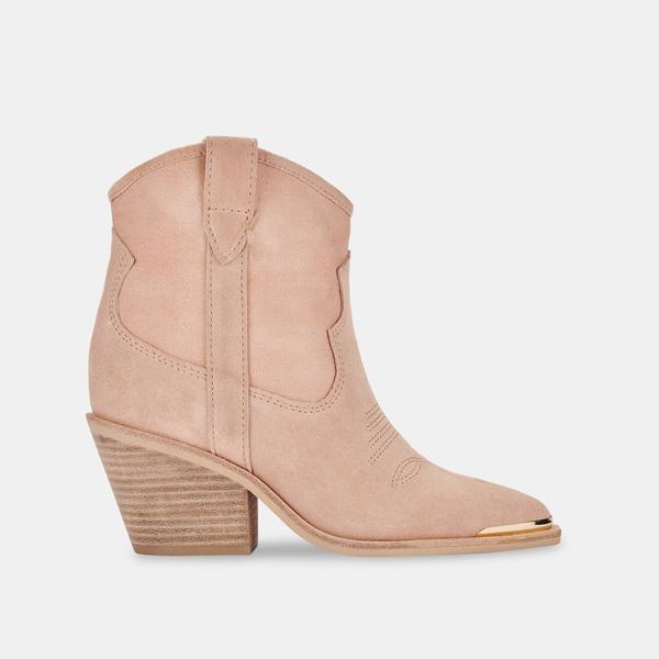 NASHE BOOTIES IN ROSE SUEDE - Click Image to Close