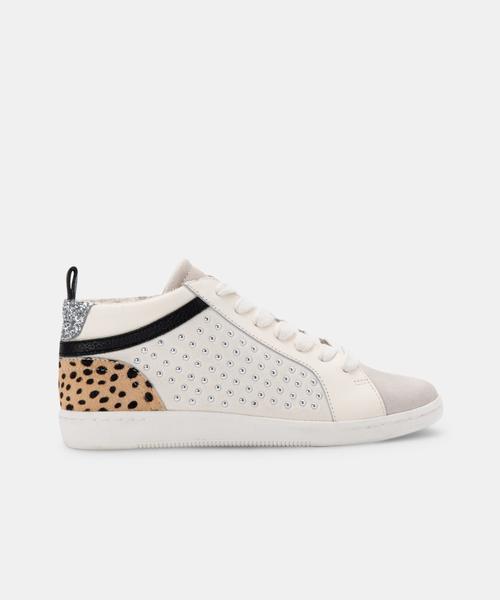 NIKKO SNEAKERS IN WHITE STUDDED SUEDE - Click Image to Close