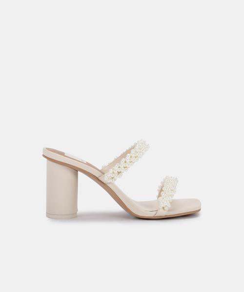 NOEL HEELS IN VANILLA PEARLS