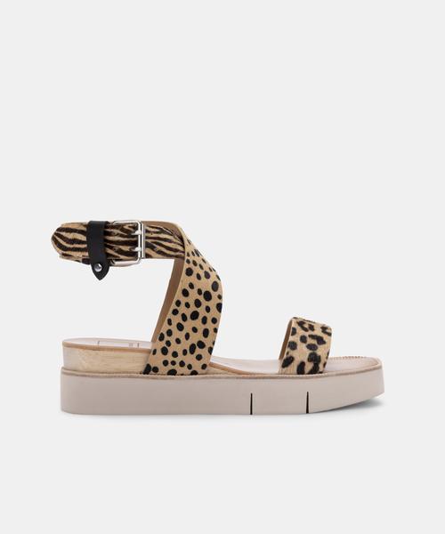 PANKO WIDE SANDALS IN LEOPARD MULTI CALF HAIR