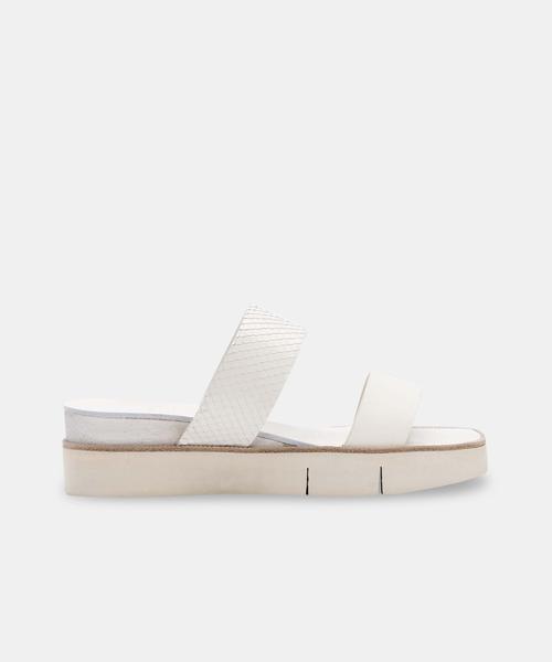 PARNI SANDALS IN WHITE EMBOSSED LEATHER