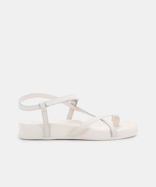 RHYAN SANDALS IN WHITE EMBOSSED LIZARD - Click Image to Close