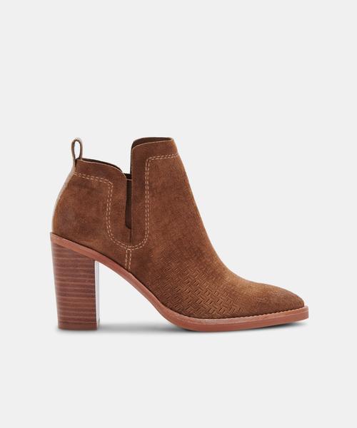 SIRANO BOOTIES IN DK BROWN SUEDE