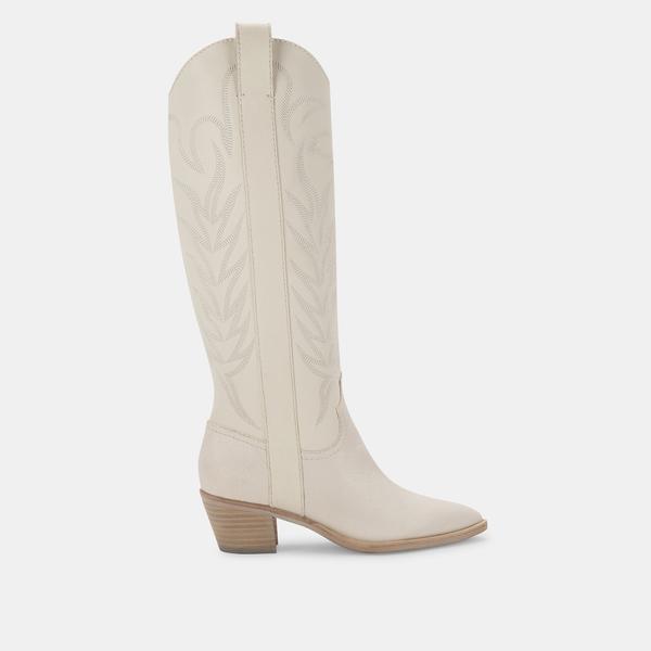 SOLEI BOOTS WHITE EMBOSSED LEATHER - Click Image to Close
