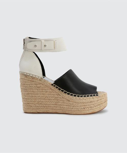 STRAW WEDGES IN BLACK/WHITE - Click Image to Close