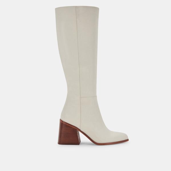 TAMORA BOOTS IN IVORY LEATHER - Click Image to Close