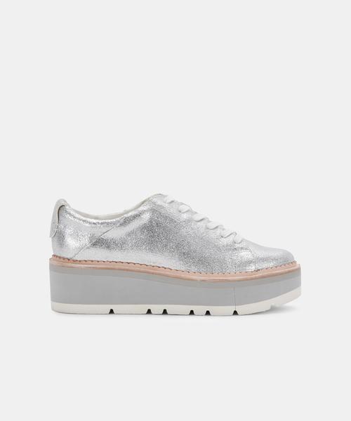 TOYAH SNEAKERS IN SILVER METALLIC SUEDE - Click Image to Close