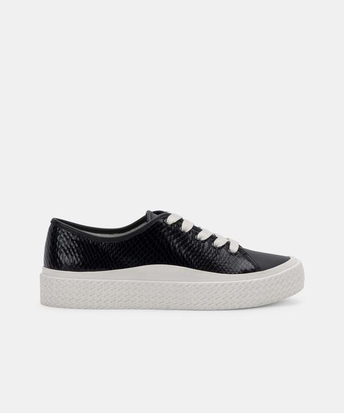 VALOR SNEAKERS IN BLACK EMBOSSED LEATHER - Click Image to Close