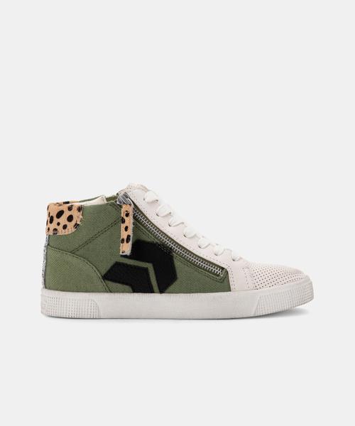 ZONYA SNEAKERS IN MOSS LINEN - Click Image to Close