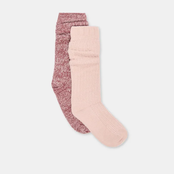 2 Pack Chainstitch Burgundy Multi Slouch Socks — view 2