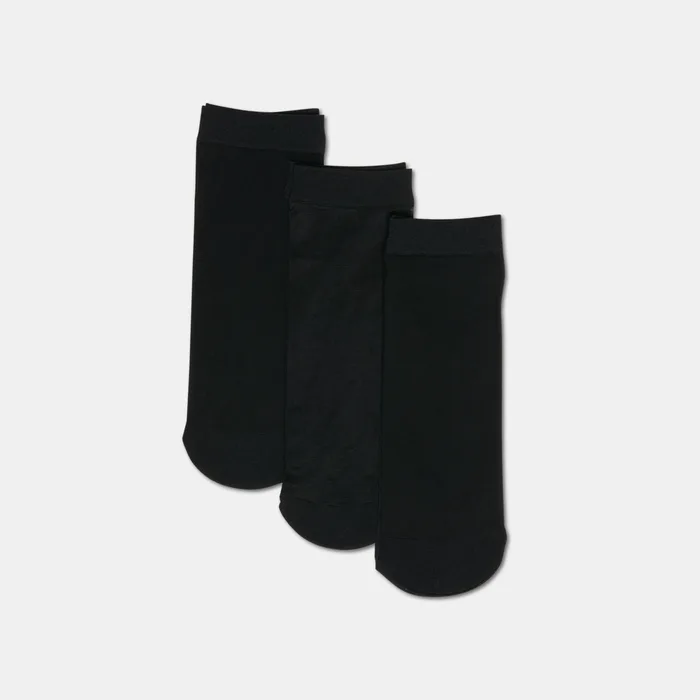 3 PACK DITSY DOT SHEER ANKLET SOCKS BLACK
