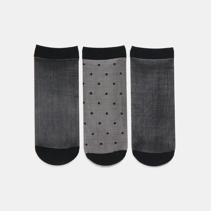 3-Pack Ditsy Dot Black Sheer Anklet Socks — view 2