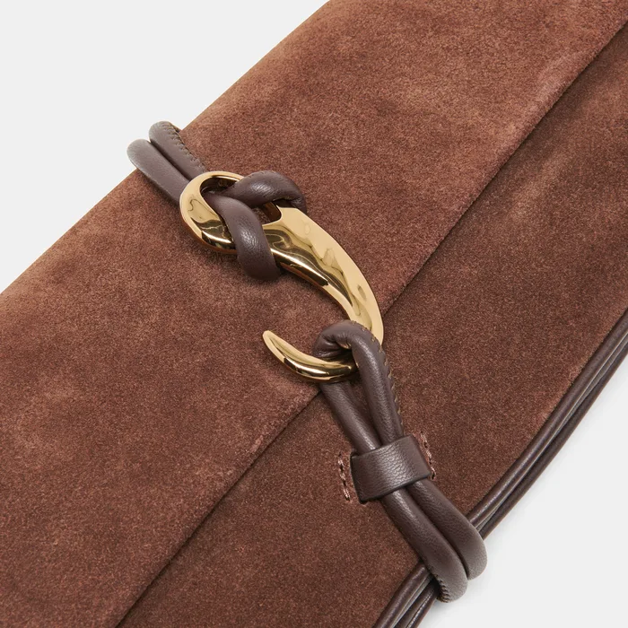 Alice Chocolate Suede Shoulder Bag — view 4