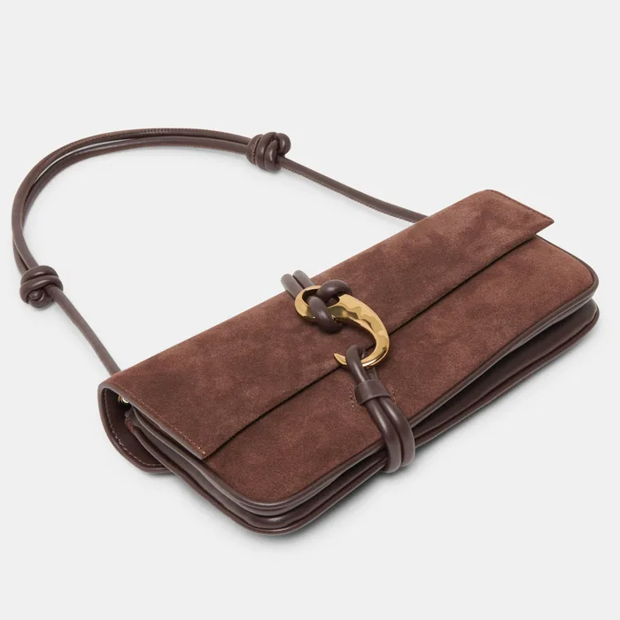 Alice Chocolate Suede Shoulder Bag — view 5