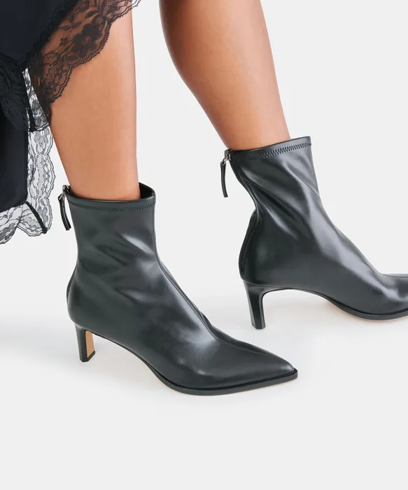 ALICEN Black Stella Kitten-Heel Ankle Booties — view 5