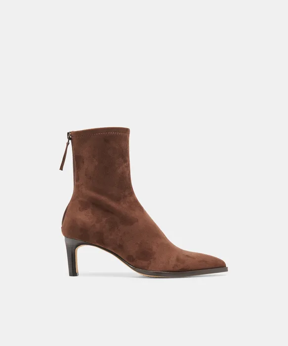 ALICEN Dk Brown Stella Suede Kitten-Heel Ankle Booties — view 2