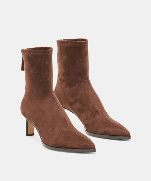 ALICEN Dk Brown Stella Suede Kitten-Heel Ankle Booties — view 3