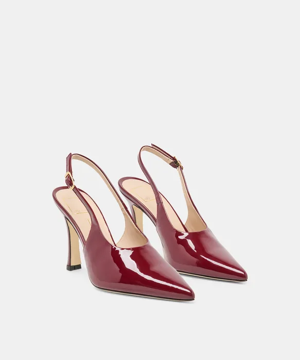 ALINNA Burgundy Patent Leather Closed-Toe Stiletto Heels — view 3