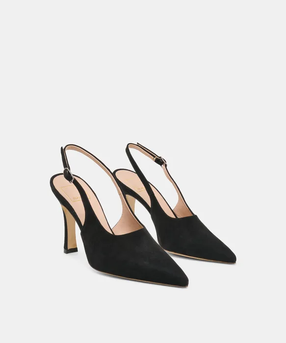 ALINNA Onyx Suede Closed-Toe Sling-Back Stiletto Heels — view 2