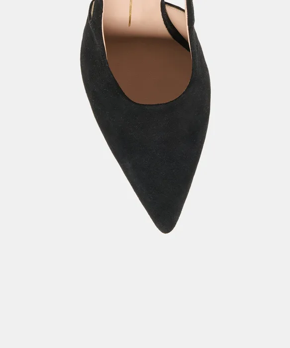 ALINNA Onyx Suede Closed-Toe Sling-Back Stiletto Heels — view 3