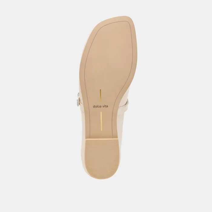 Alizza Creme Crinkle Patent Ballet Flats