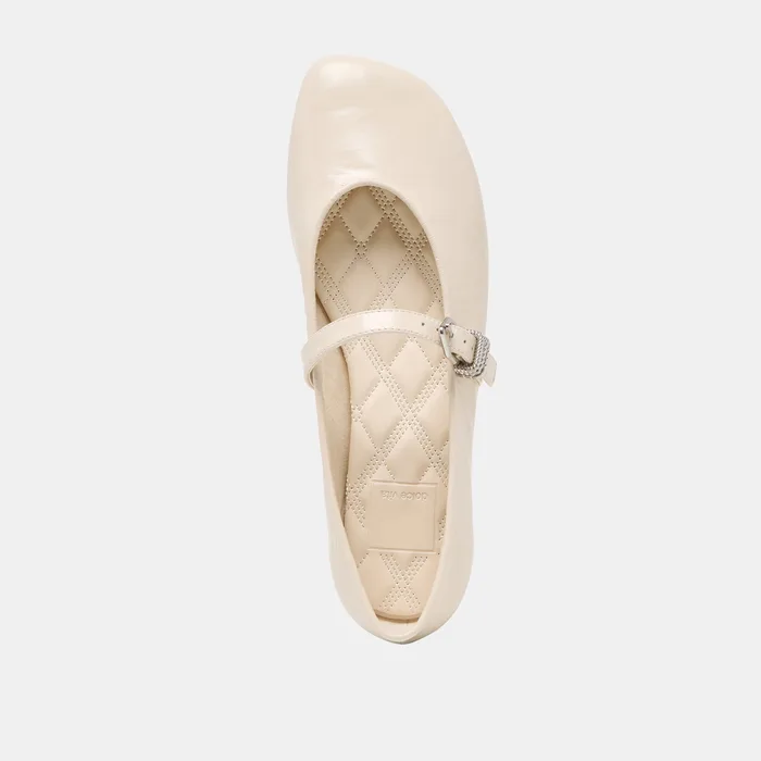 Alizza Creme Crinkle Patent Ballet Flats — view 11