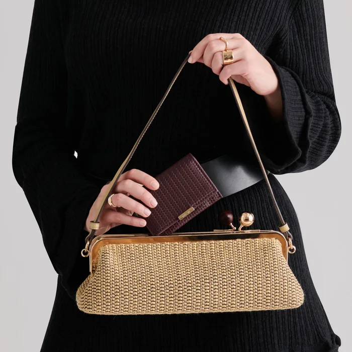 AMBRIAA Natural Raffia Baguette Shoulder Bag — view 6