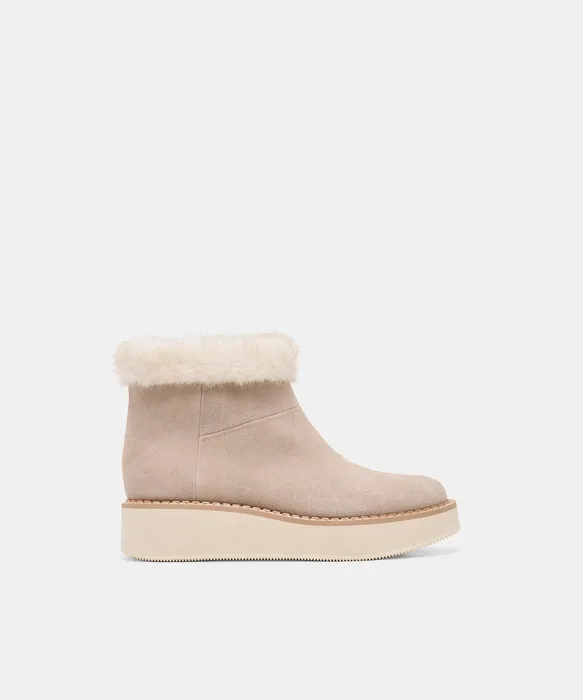 ANDERS H2O Taupe Suede Plush Platform Ankle Booties — view 2
