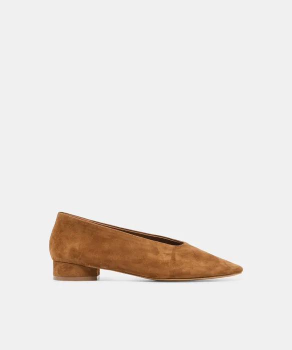 ANDEY Brown Suede Block-Heel Ballet Heels — view 2