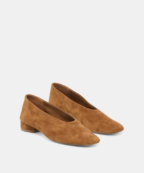 ANDEY Brown Suede Block-Heel Ballet Heels — view 3