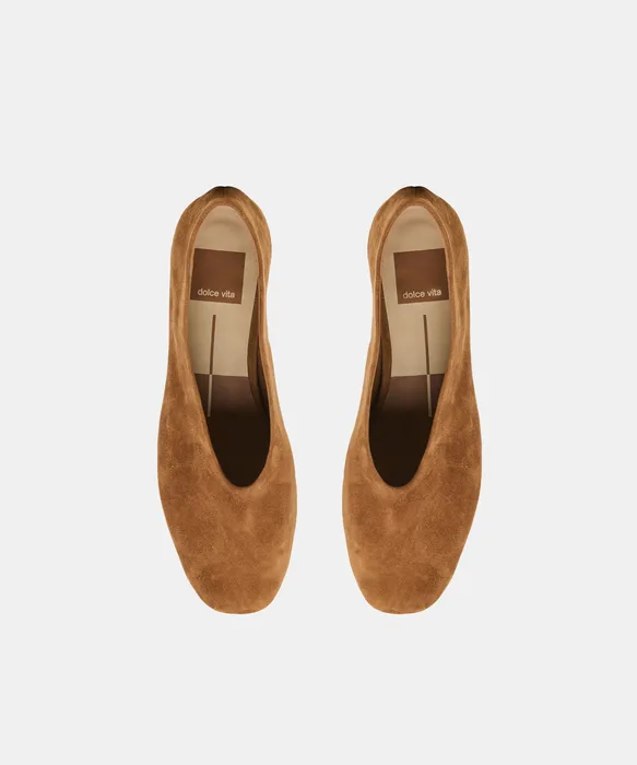 ANDEY Brown Suede Block-Heel Ballet Heels — view 4