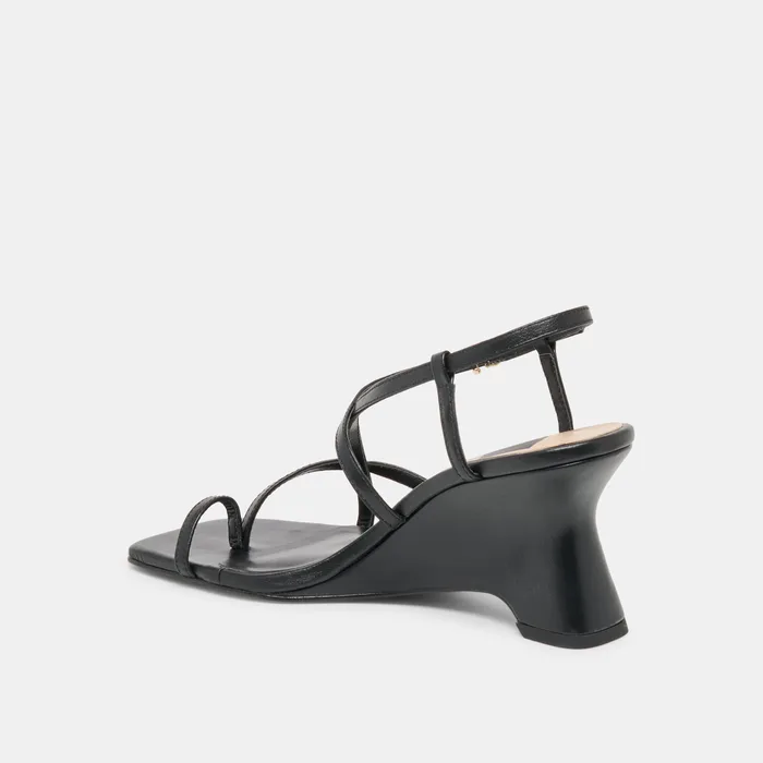 Aylee Black Leather Wedges — view 6