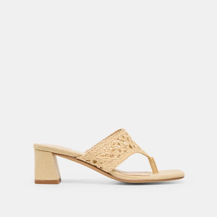 Barlo Lt Natural Woven Raffia Heels — view 2