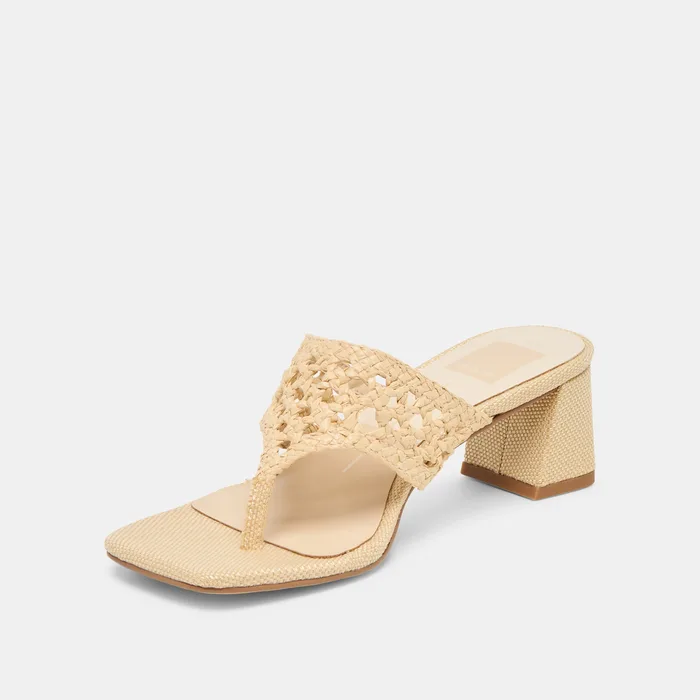 Barlo Lt Natural Woven Raffia Heels — view 7