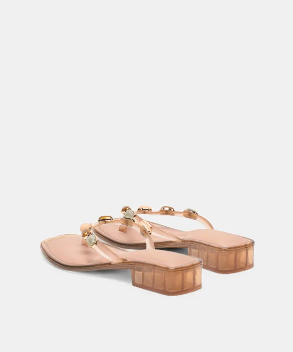 BARTY JELLY STONE Mocha Jelly Thong Block-Heel Sandals — view 5