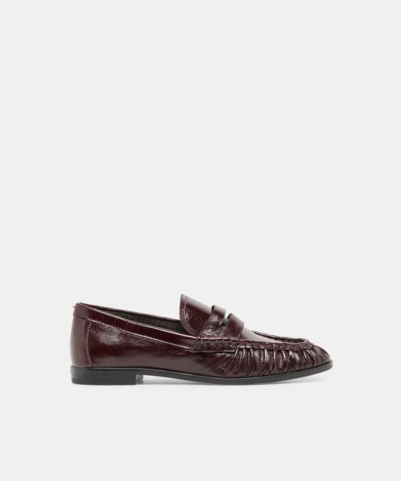 BAXEN Oxblood Leather Pointed-Toe Penny Loafers — view 2