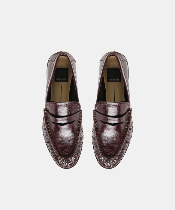 BAXEN Oxblood Leather Pointed-Toe Penny Loafers — view 4