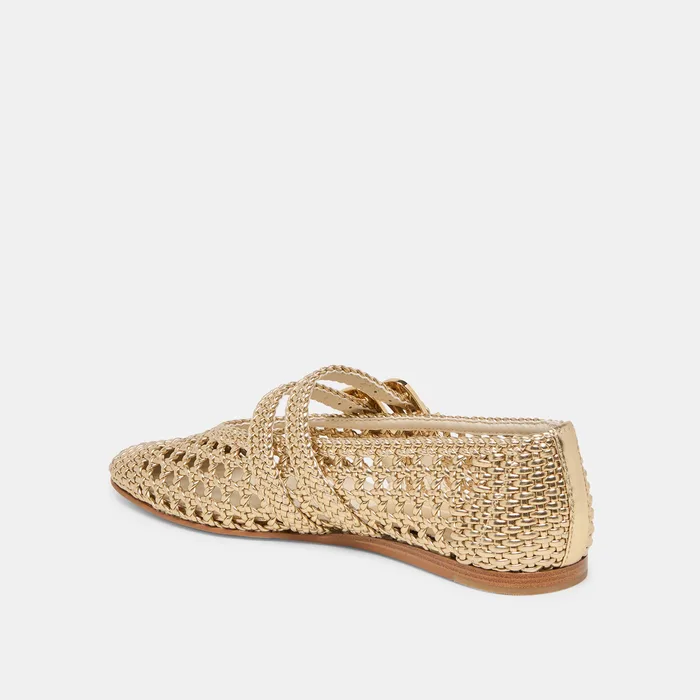 Baylee Gold Woven Stella Ballet Flats — view 8