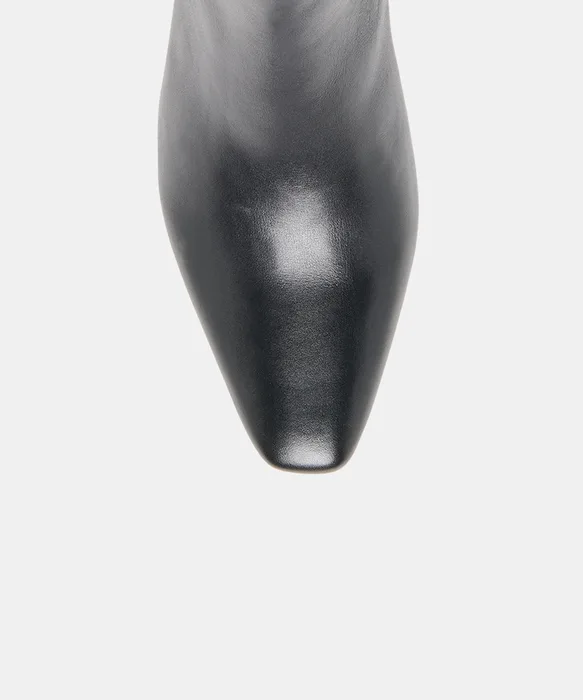 BAYRA Black Leather Ankle Block Heel Ankle Booties — view 5